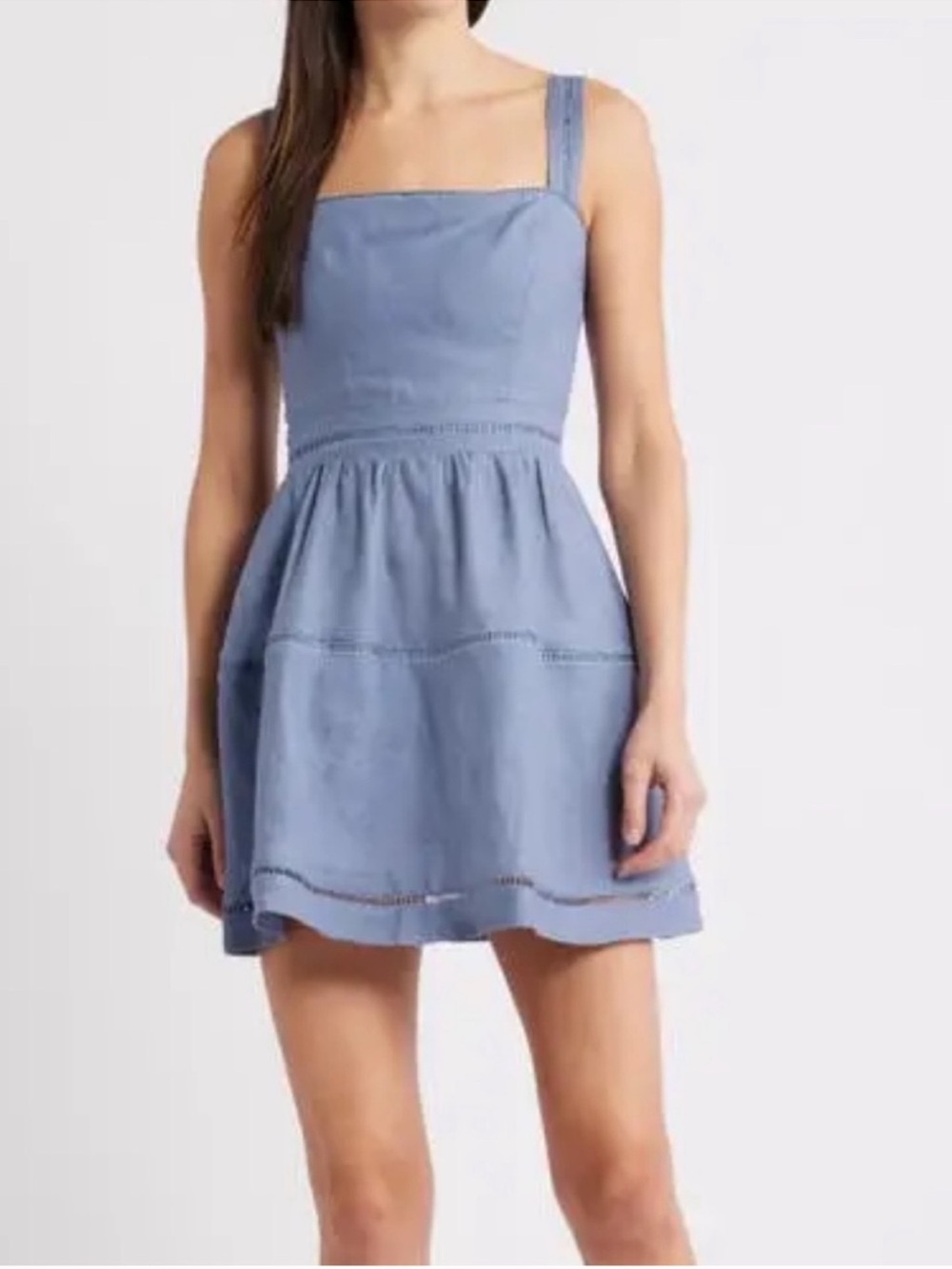 Reformation Everett Linen Mini Dress in Cornflower 6